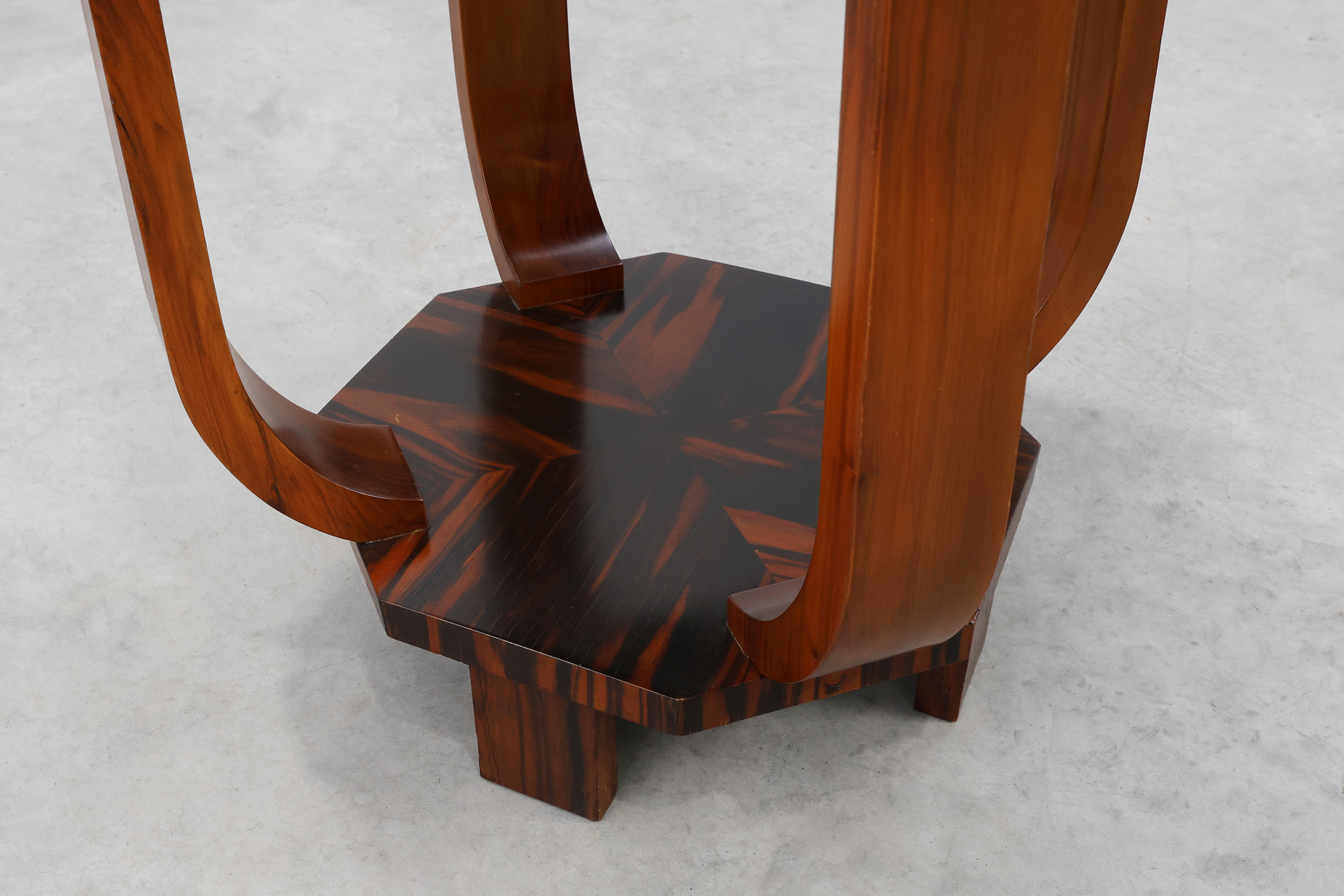 Octagonal Art Deco side or coffee table in wood, France 1920sthumbnail